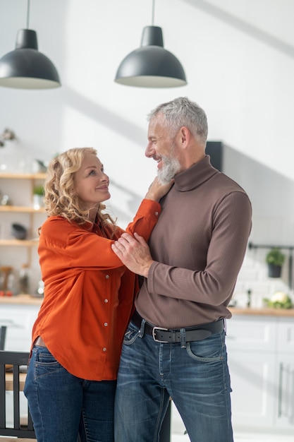 Mature couple looking peaceful and contented