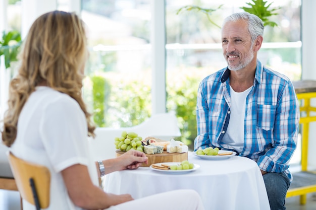 Mature couple in restaurant