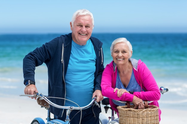 Mature couple with bicycles