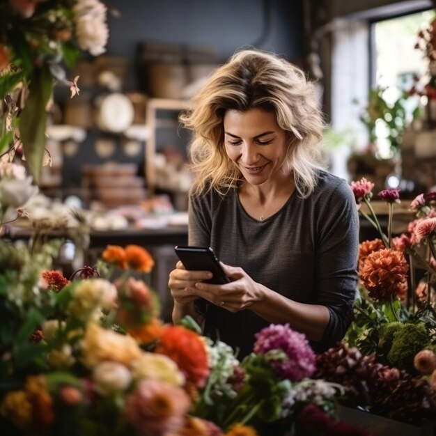 Mature Female Entrepreneur Using Mobile Phone