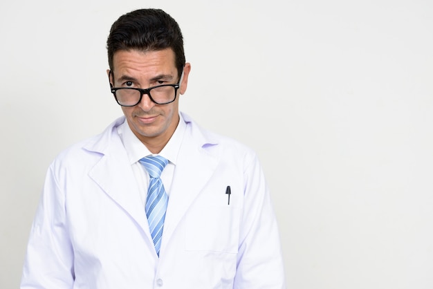 Mature handsome man doctor isolated