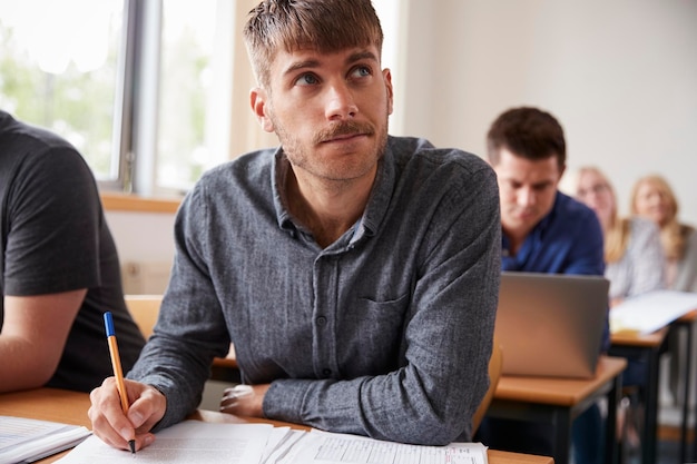 Mature Male Student Attending Adult Education Class