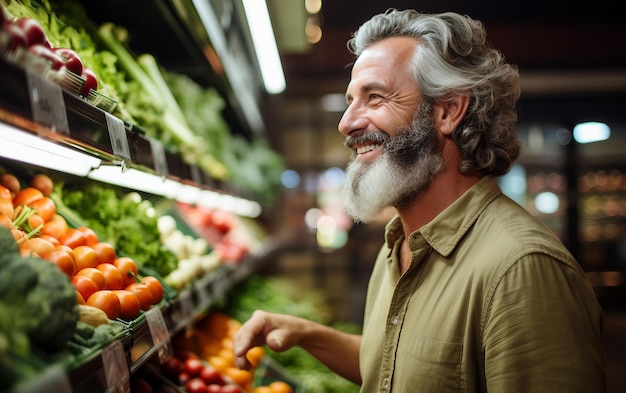 Mature Man Grocery Shopping