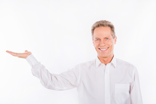 Mature man in a white shirt