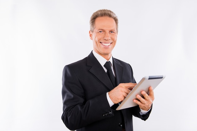 Mature man in a white shirt