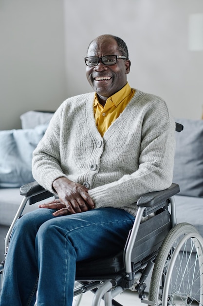 Mature man with disability smiling