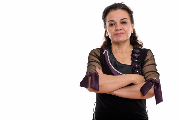 mature Persian woman with arms crossed