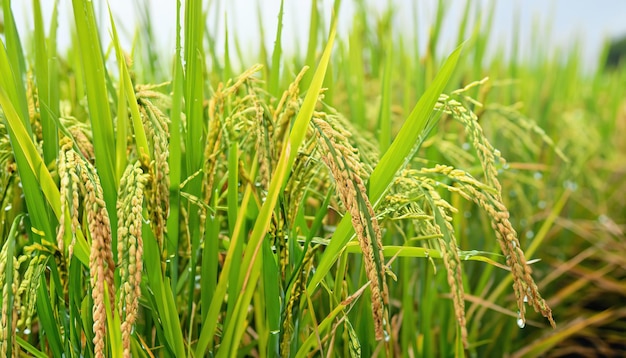 田んぼの成熟した稲 田んぼで稲が育っています