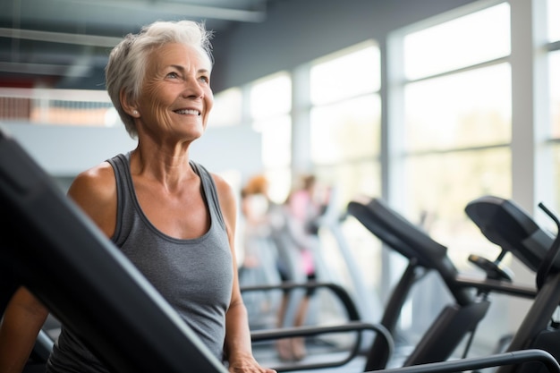 A mature senior man at gym