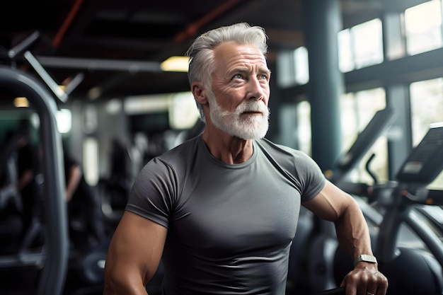 mature senior man at gym