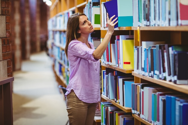 Mature student in the library