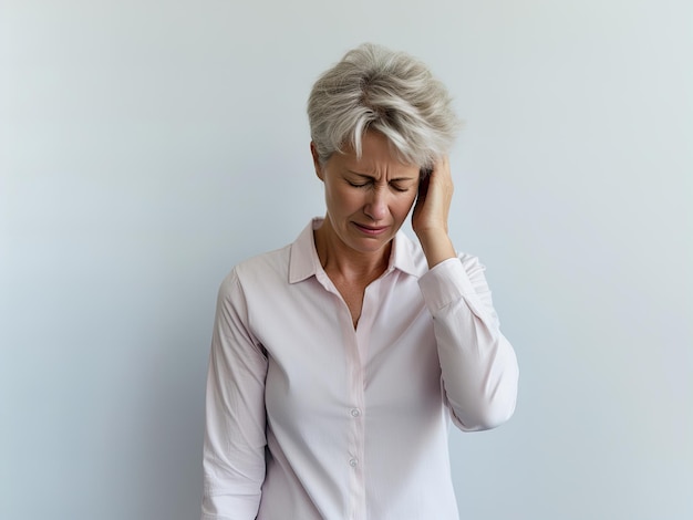 Mature Woman Suffers from Intense Headache Pain