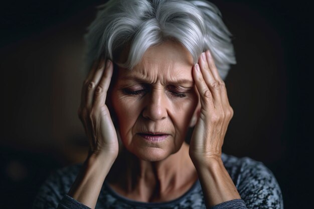 Mature woman suffers from migraines Ai generated