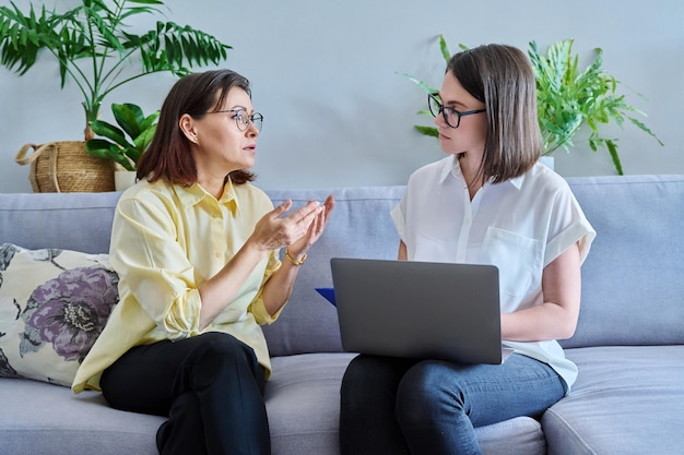 Mature woman at therapy meeting at psychologist office