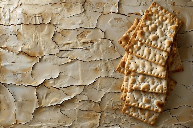 Matzah with Texture of Cracked Earth Weathered Collage Effect イラスト トレンドの背景の装飾