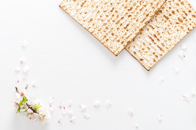 Matze met amandelbloemen Pesach viering concept joodse Pesach vakantie