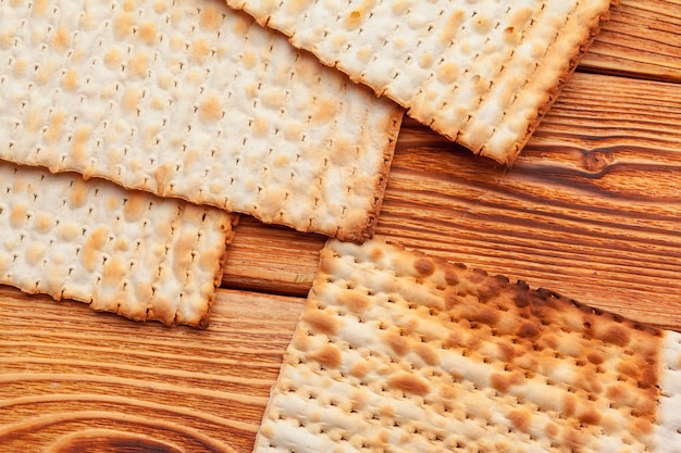 Matzo flatbread for Jewish high holiday celebrations on the table