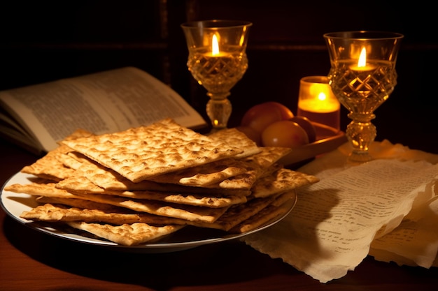 Matzoh bread with kosher kiddush and seder