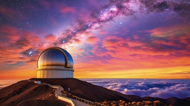 The mauna kea observatory hawaii usa telescopes star filled Created with Generative AI technology