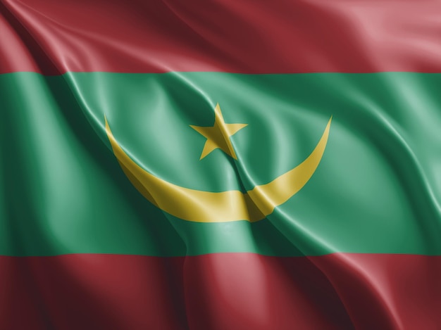 Mauritania flag flutter and waving