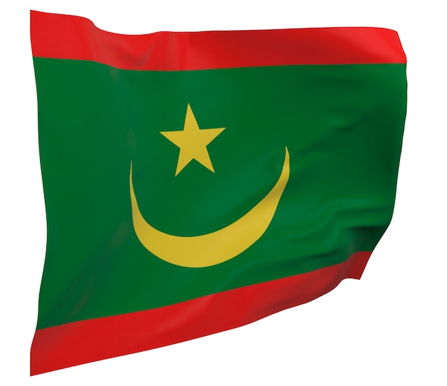 Mauritania flag isolated. Waving banner. National flag of Mauritania