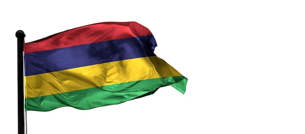 mauritius Country 3D wind waving flag and whithe background