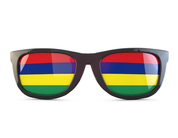 Солнцезащитные очки с флагом Маврикия 3D рендеринг