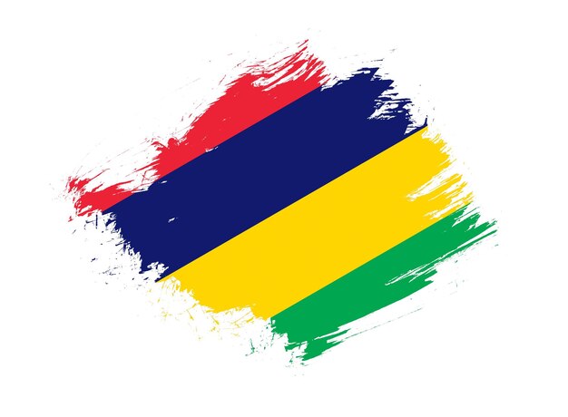 Mauritius flag with abstract paint brush texture effect on\
white background