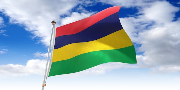 Mauritius zwaaiende vlag 3D illustratie