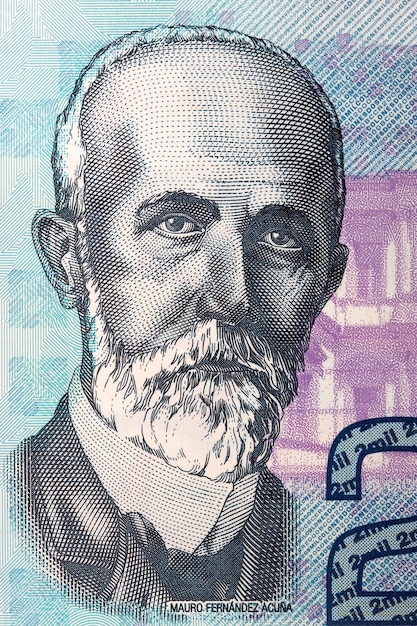 Mauro Fernandez Acuna portrait from Costa Rican banknote