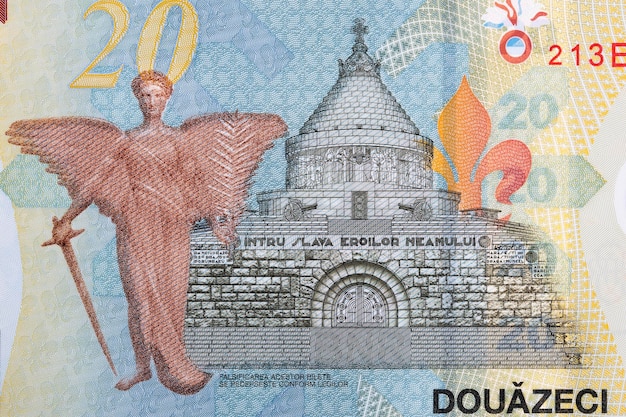 Mausoleum van Marasesti van Roemeens geld Leu