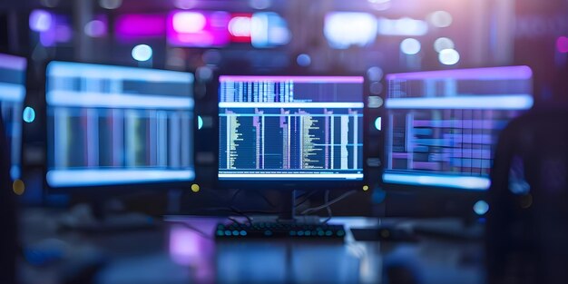 maximizing efficiency in techdriven workplaces with intensive computer use and collaborative multiscreen setups concept tech efficiency computer use collaborative work multiscreen setups