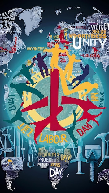 Photo may 1st international labour day illustration
