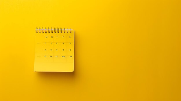 Фото Май 2024 стол календарь на желтом фоне прямо над плоским положением копирование пространства генеративный ии