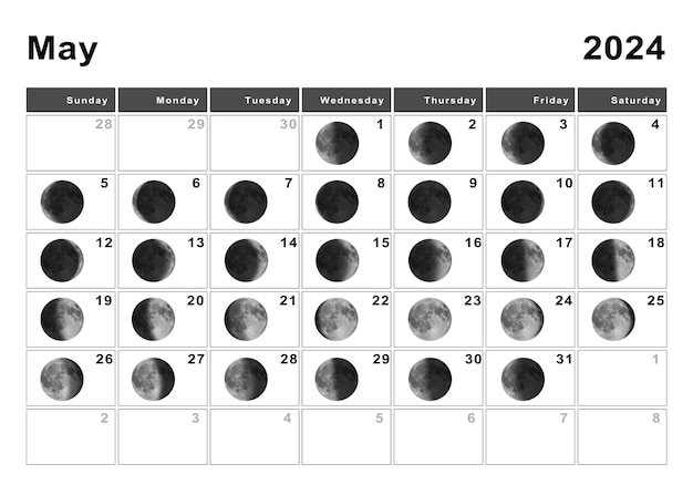 写真 2024年5月 太陰暦, ムーンサイクル, ムーンフェイズ