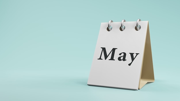 May on  paper desk  calendar  3d rendering