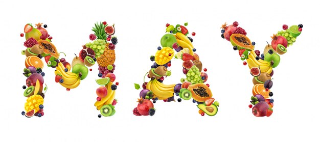 May word made of different fruits and berries