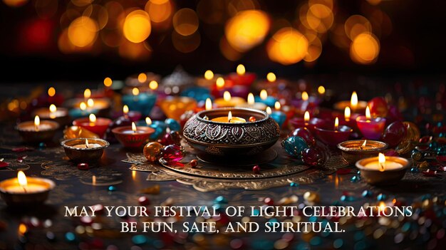 May your festival of light celebrations be fun safe and spiritual Greeting indian holdiday card