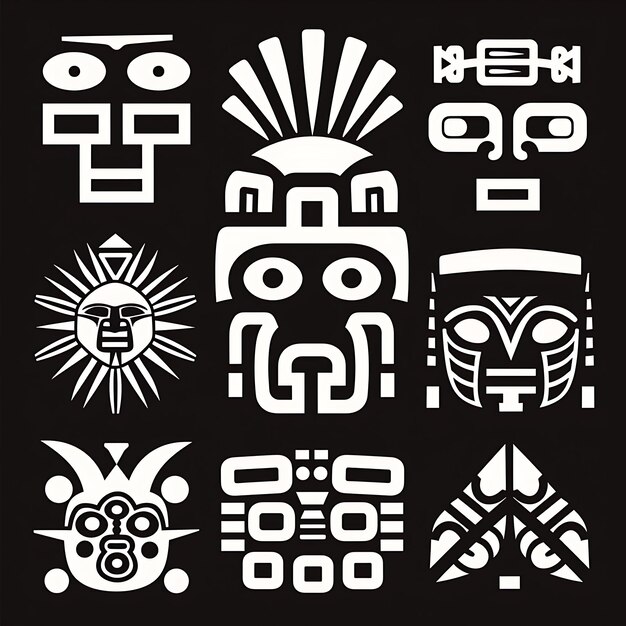 Photo the maya civilization with a tribal design design featuring icon logo symbol tshirt tattoo design