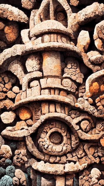 Maya ruïnes archeologische ruïnes achtergrondontwerp 3D illustratie