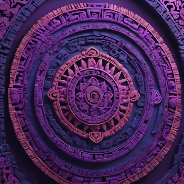 Foto maya stijl mooie abstracte decoratieve marine paars donkere 3d illustratie