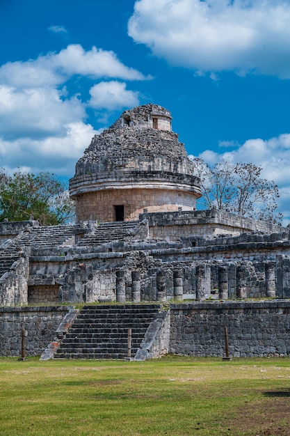 Maya temple called el caracol in the unesco world site of chichen itza in mexico