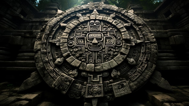 Mayan calendar colorful background neural network ai generated