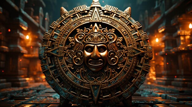 Photo mayan calendar metal illustration