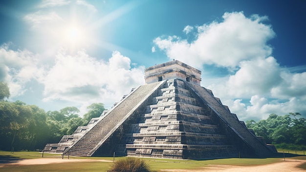 Mayan pyramid at chichen itza in mexico