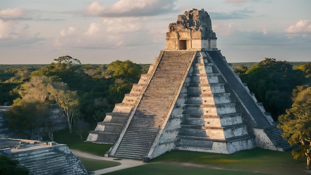 Photo mayan pyramid pyramid of the magician adivino in uxmal mexic