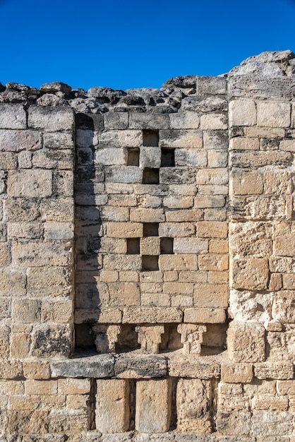 Mayan ruins at becan on sunny day