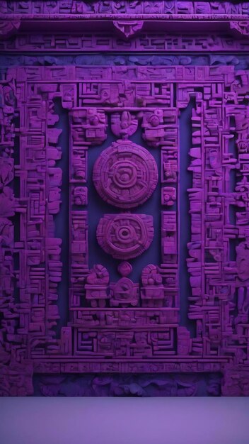 Mayan style beautiful abstract decorative navy purple dark 3d illustration