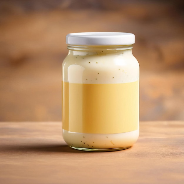 Photo mayonnaise in glass jar blank empty generic product packaging mockup