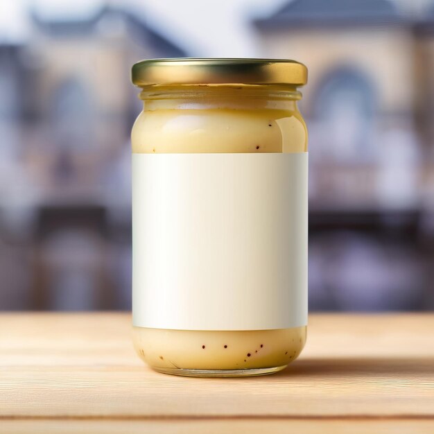 Photo mayonnaise in glass jar blank empty generic product packaging mockup